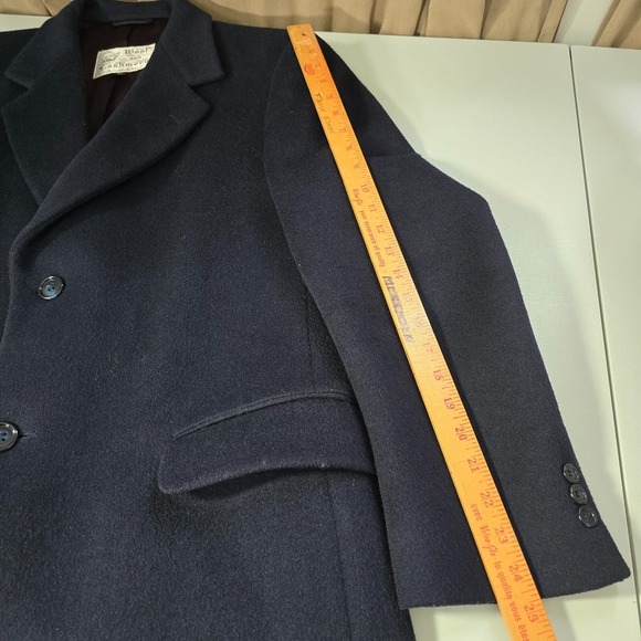 Lanificio Vallombrosa Coat Mens 42R Navy Blue Wool Cashmere Long Preppy - Picture 13 of 15